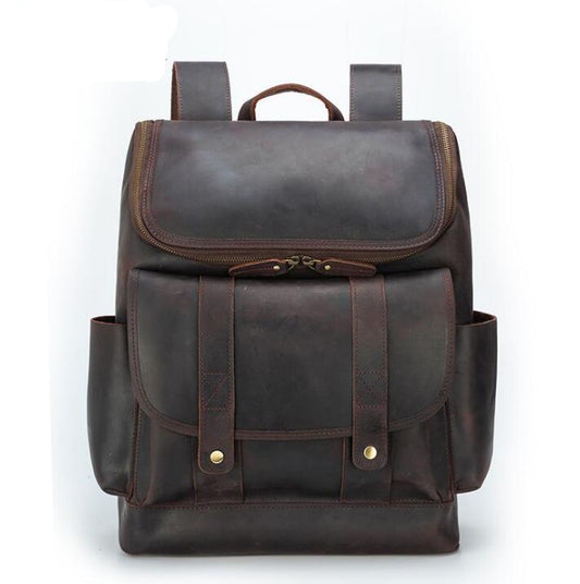 Men's Genuine Leather Backpack Laptop Bag Travel Outdoor Retro