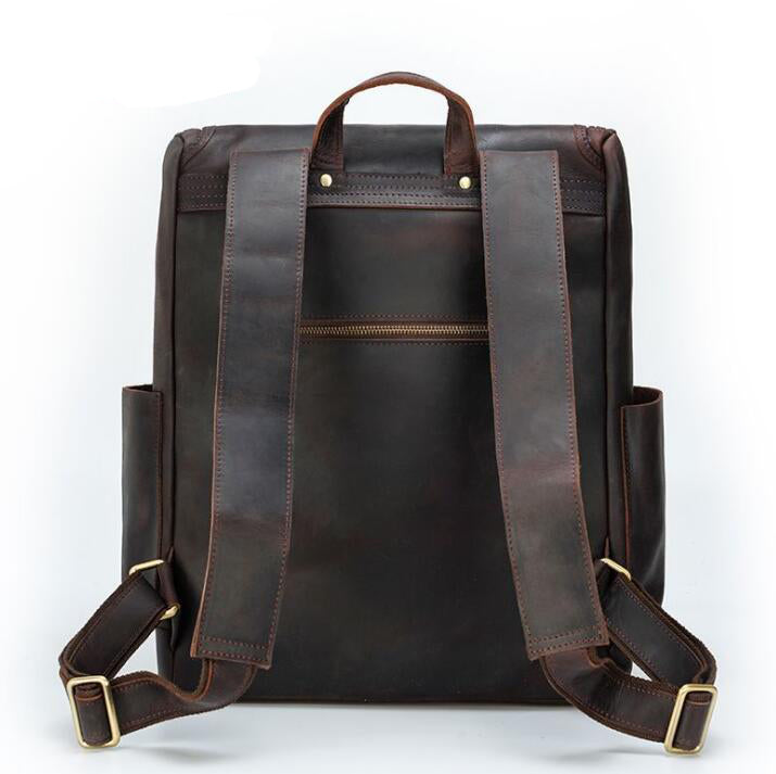 Men's Genuine Leather Backpack Laptop Bag Travel Outdoor Retro