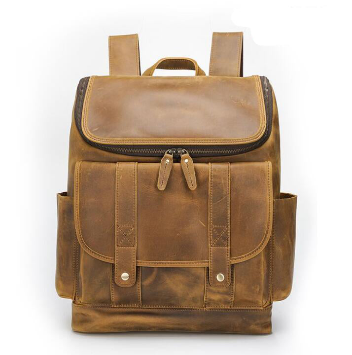 Men's Genuine Leather Backpack Laptop Bag Travel Outdoor Retro