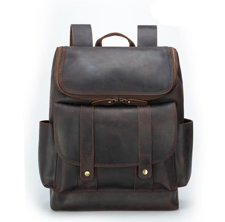 Men's Genuine Leather Backpack Laptop Bag Travel Outdoor Retro