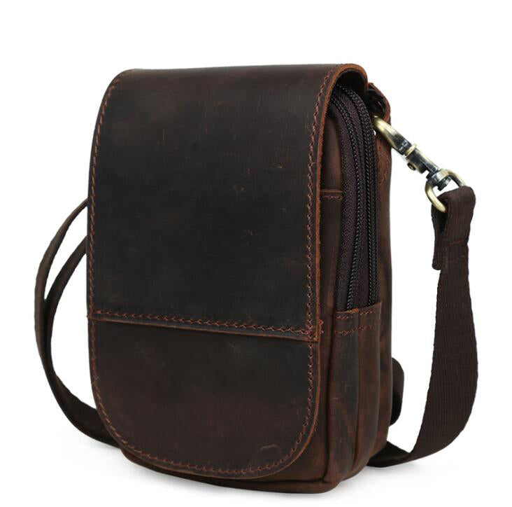 Men's Genuine Leather Handbag Phone Bag Multifunctional Outdoor Belt Clip