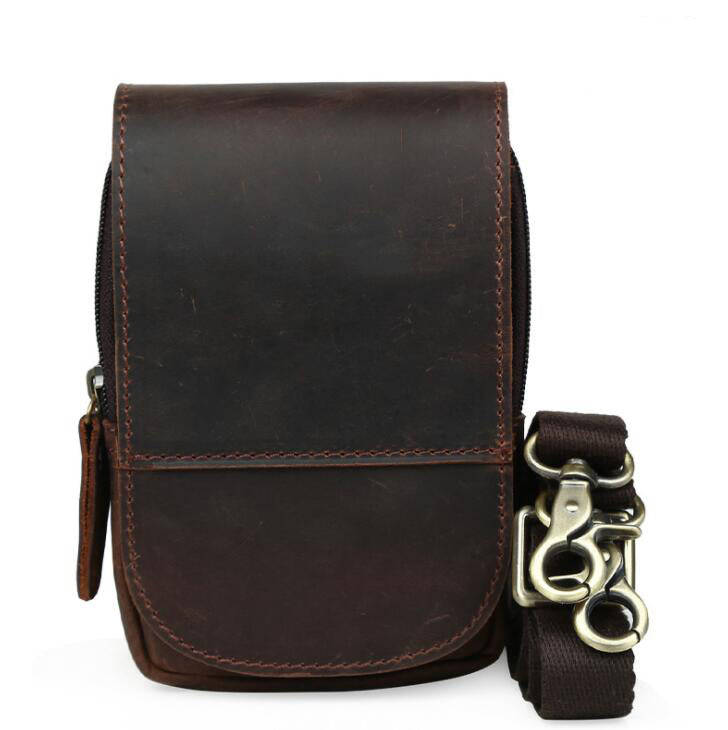 Men's Genuine Leather Handbag Phone Bag Multifunctional Outdoor Belt Clip