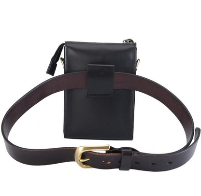 Men's Genuine Leather Handbag Phone Bag Close-fitting Belt Clip Outdoor