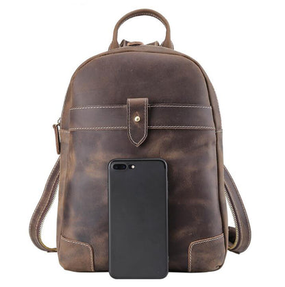 Men's Genuine Leather Backpack Laptop Bag Multifunctional Dual-use Retro Diagonal