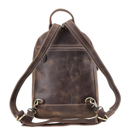 Men's Genuine Leather Backpack Laptop Bag Multifunctional Dual-use Retro Diagonal