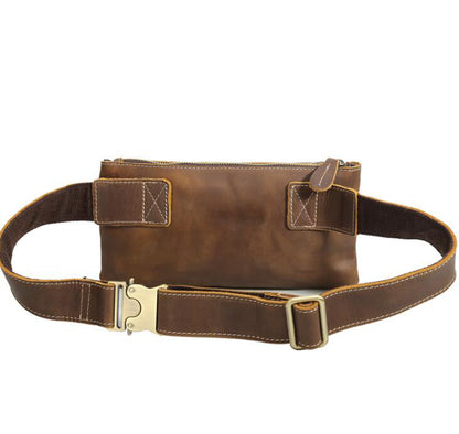 Men's Genuine Leather Fanny Pack Waist Bag Phone British Retro Personality Diagonal