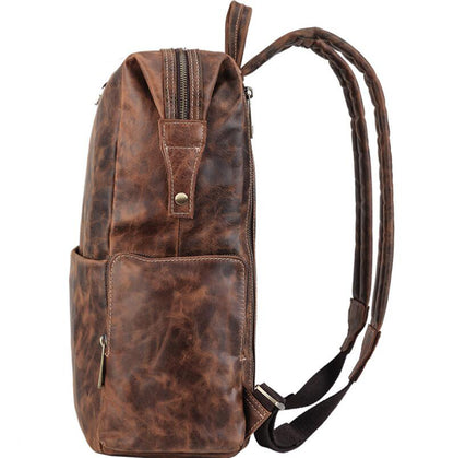 Men's Genuine Leather Backpack Laptop Bag Retro Outdoor Travel