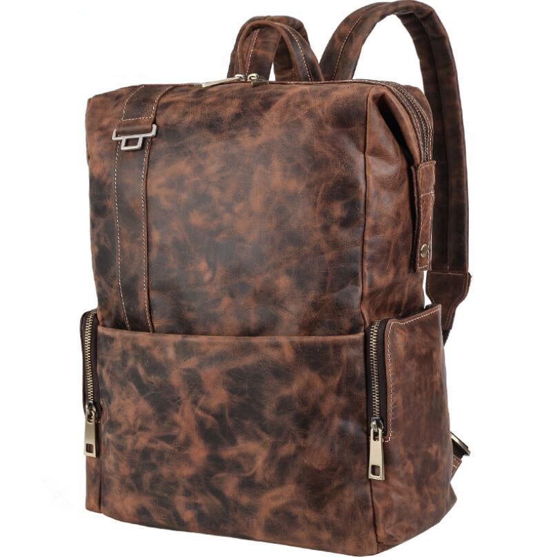 Men's Genuine Leather Backpack Laptop Bag Retro Outdoor Travel