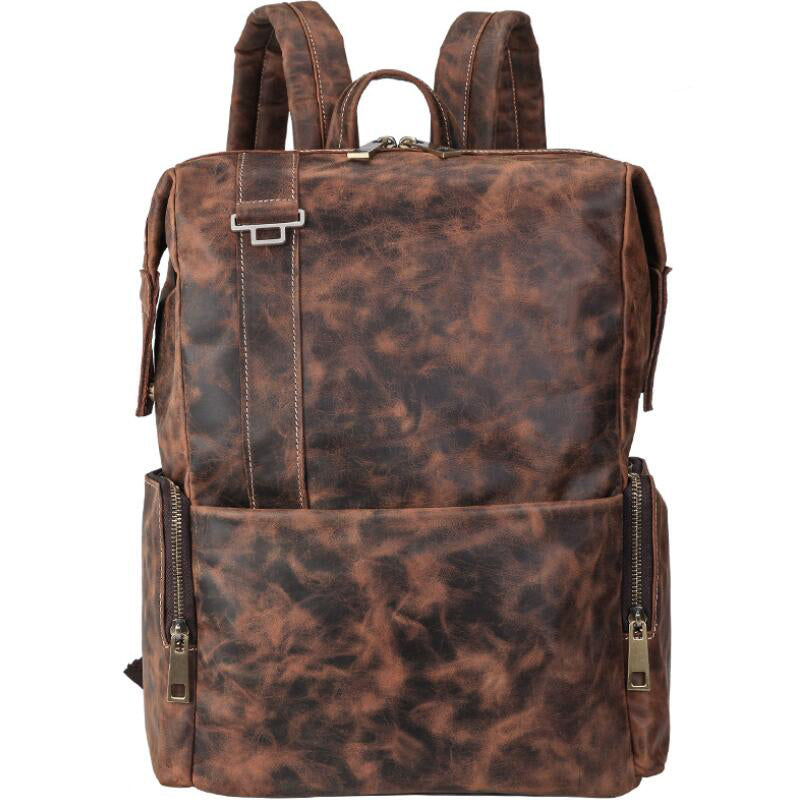 Men's Genuine Leather Backpack Laptop Bag Retro Outdoor Travel