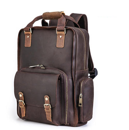 Men's Genuine Leather Backpack Laptop Bag Outdoor Retro Detachable Liner