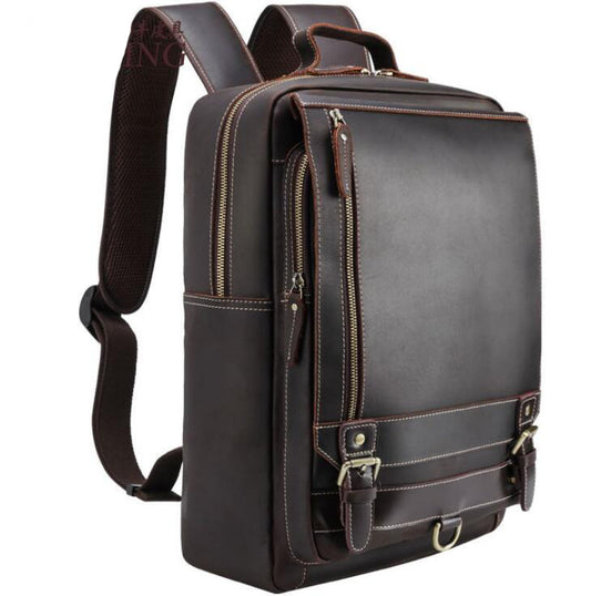 Men's Genuine Leather Backpack Laptop Bag Retro Laptop Outdoor Travel Student