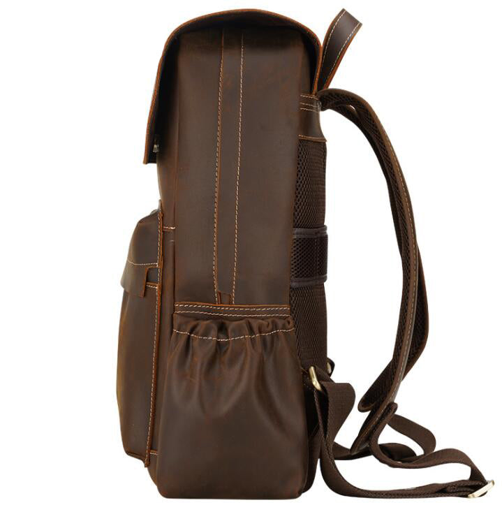 Men's Genuine Leather Backpack Laptop Bag Large Capacity Retro Outdoor