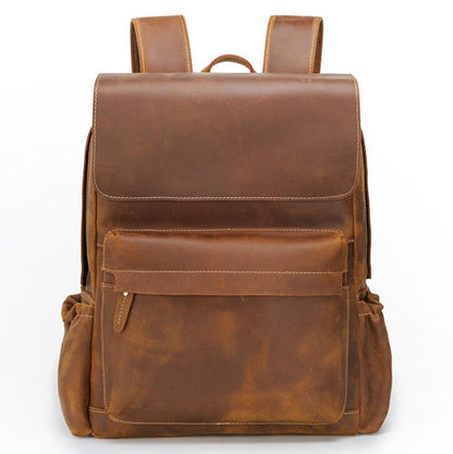 Men's Genuine Leather Backpack Laptop Bag Large Capacity Retro Outdoor