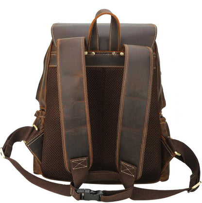 Men's Genuine Leather Backpack Laptop Bag Outdoor Casual Large Capacity Travel