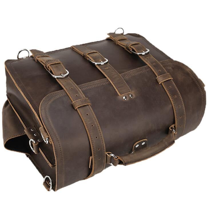 Men's Genuine Leather Briefcase Laptop Bag Retro Outdoor Travel School Dual Backpack