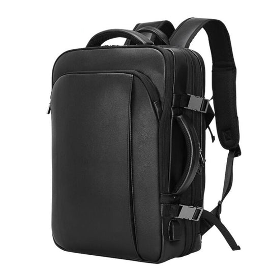 Men's Genuine Leather Backpack Laptop Bag Expandable Multi-level Multi-functional Business