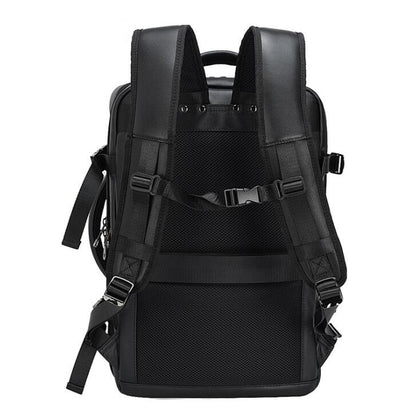 Men's Genuine Leather Backpack Laptop Bag Expandable Multi-level Multi-functional Business