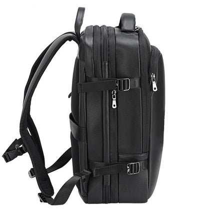 Men's Genuine Leather Backpack Laptop Bag Expandable Multi-level Multi-functional Business