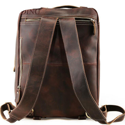 Men's Genuine Leather Briefcase Laptop Bag Bual Backpack Retro Multi-purpose Diagonal