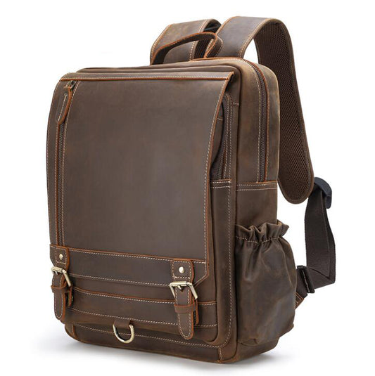 Men's Genuine Leather Backpack Laptop Bag Retro Large Capacity Student School