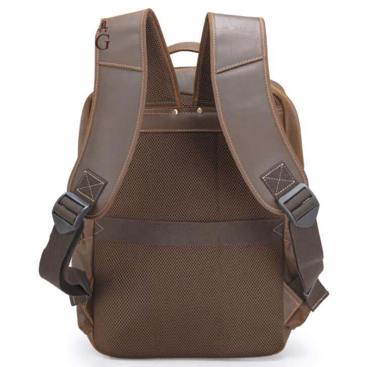 Men's Genuine Leather Backpack Laptop Bag Retro Large Capacity Student School