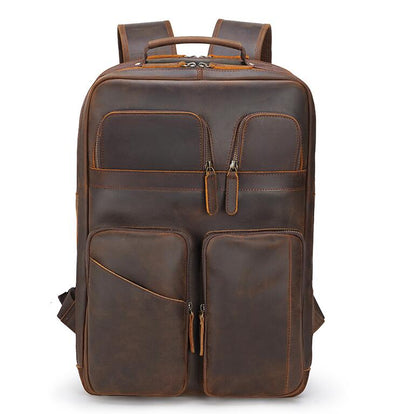 Men's Genuine Leather Backpack Laptop Bag Multifunctional Large Capacity Student