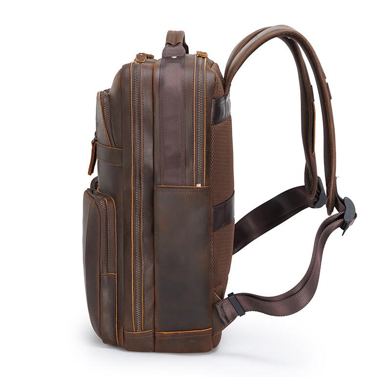 Men's Genuine Leather Backpack Laptop Bag Multifunctional Large Capacity Student