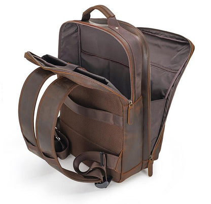 Men's Genuine Leather Backpack Laptop Bag Multifunctional Large Capacity Student