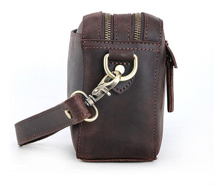 Men's Genuine Leather Cosmetic Toiletry Bag Phone Multifunctional