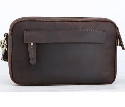 Men's Genuine Leather Cosmetic Toiletry Bag Phone Multifunctional