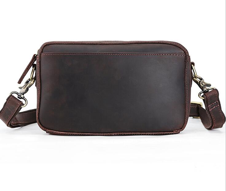 Men's Genuine Leather Cosmetic Toiletry Bag Phone Multifunctional