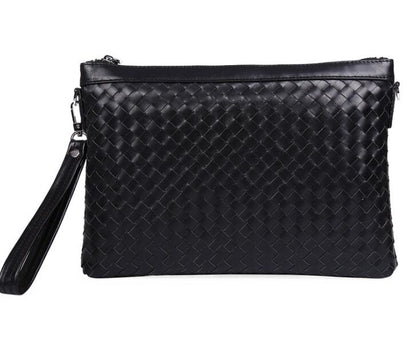 Men's Genuine Leather Packing Organizer Clutch Bag Phone Hand-woven Dual Handbag