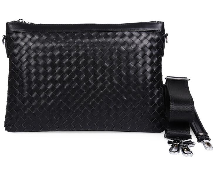 Men's Genuine Leather Packing Organizer Clutch Bag Phone Hand-woven Dual Handbag