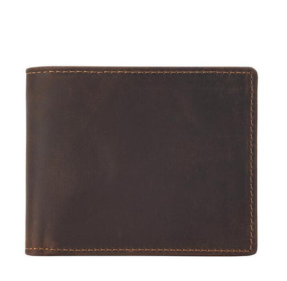 Men's Genuine Leather Wallet Retro Simple Short Rfid 2 Folding Money Clip