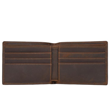 Men's Genuine Leather Wallet Retro Simple Short Rfid 2 Folding Money Clip