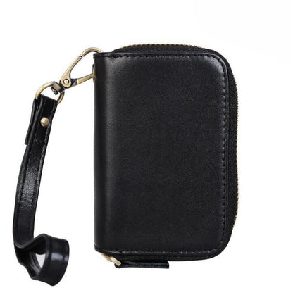 Men's Genuine Leather Keychain Double-layer Zipper Multi-function Small