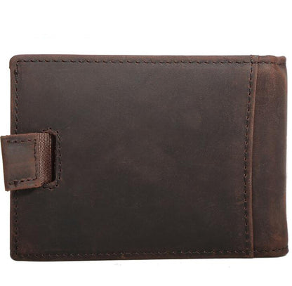 Men's Genuine Leather Wallet Money Clip Retro Multifunction Pull Anti-rfid