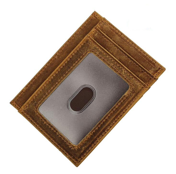 Men's Genuine Leather Wallet Money Clip RFID Anti-magnetic Personal