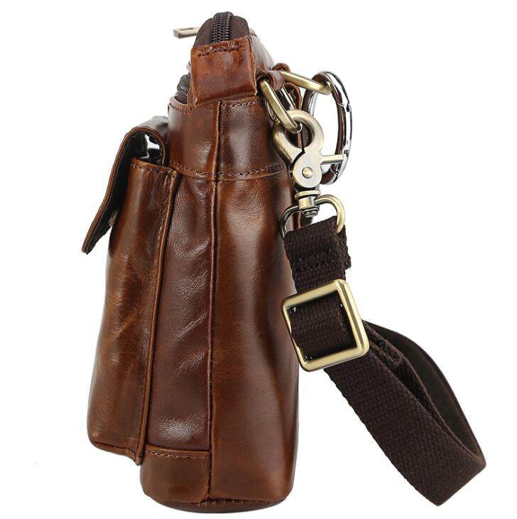 Men's Genuine Leather Handbag Phone Bag Retro Outdoor Sports Belt Clip