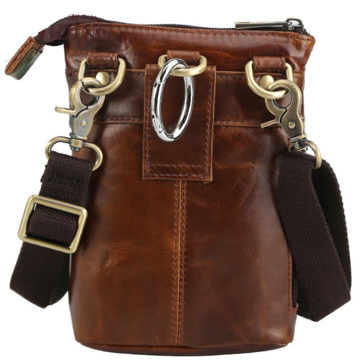 Men's Genuine Leather Handbag Phone Bag Retro Outdoor Sports Belt Clip