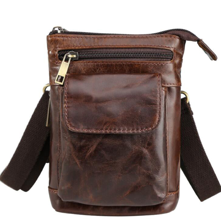 Men's Genuine Leather Handbag Phone Bag Retro Outdoor Sports Belt Clip