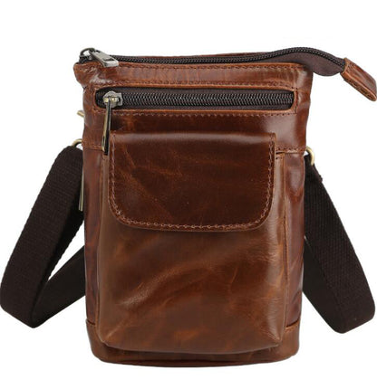 Men's Genuine Leather Handbag Phone Bag Retro Outdoor Sports Belt Clip