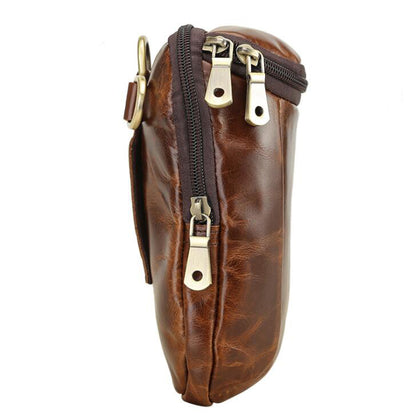 Men's Genuine Leather Handbag Phone Bag Small Retro Outdoor Belt Clip