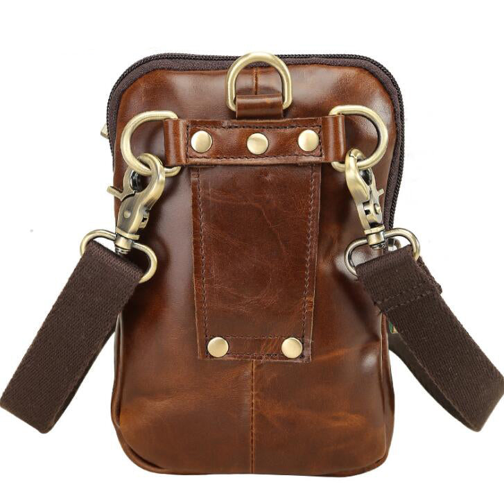 Men's Genuine Leather Handbag Phone Bag Small Retro Outdoor Belt Clip