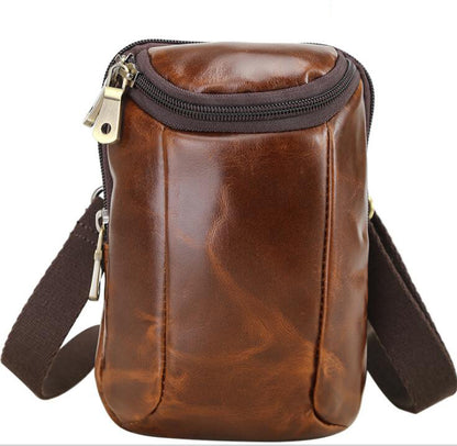 Men's Genuine Leather Handbag Phone Bag Small Retro Outdoor Belt Clip