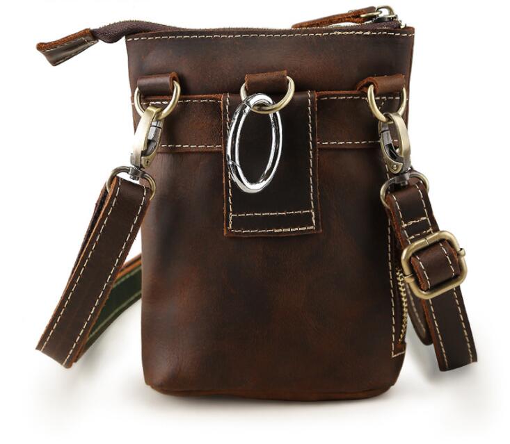 Men's Genuine Leather Handbag Phone Bag Retro Outdoor Wear Belt Clip