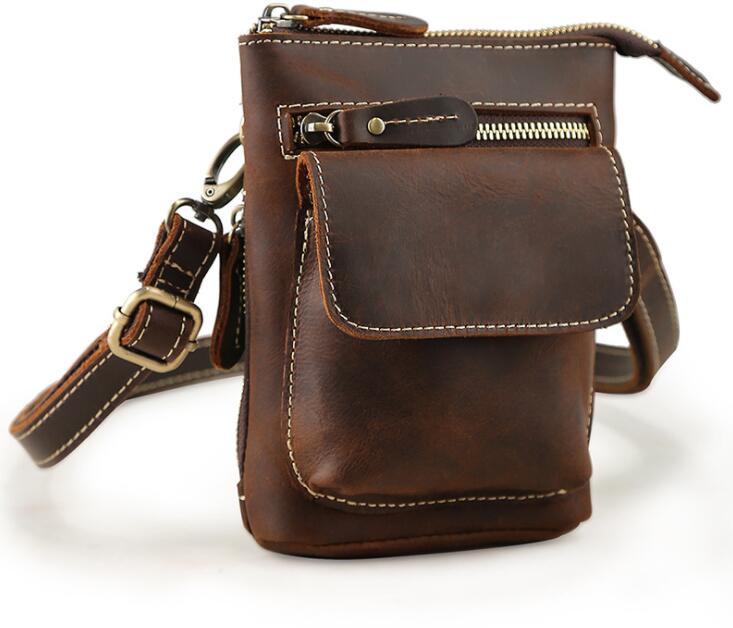 Men's Genuine Leather Handbag Phone Bag Retro Outdoor Wear Belt Clip