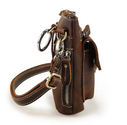 Men's Genuine Leather Handbag Phone Bag Retro Outdoor Wear Belt Clip