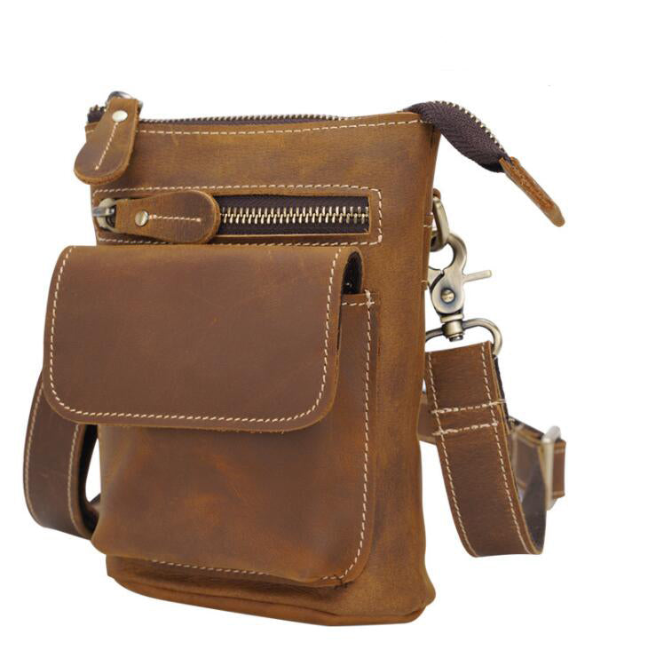 Men's Genuine Leather Handbag Phone Bag Retro Outdoor Wear Belt Clip