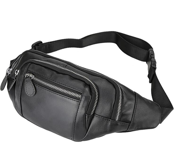 Men's Genuine Leather Fanny Pack Waist Bag Tablet Casual Multifunctional Outdoor